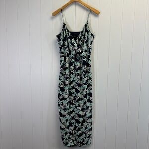 Banana Republic Women Boho Faux Wrap Floral Midi Dress Size 8P Cottage Summer